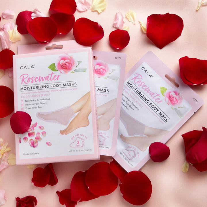 Cala Products Rose Moisturizing Foot Masks Nourishing And Hydrating 3 Pairs