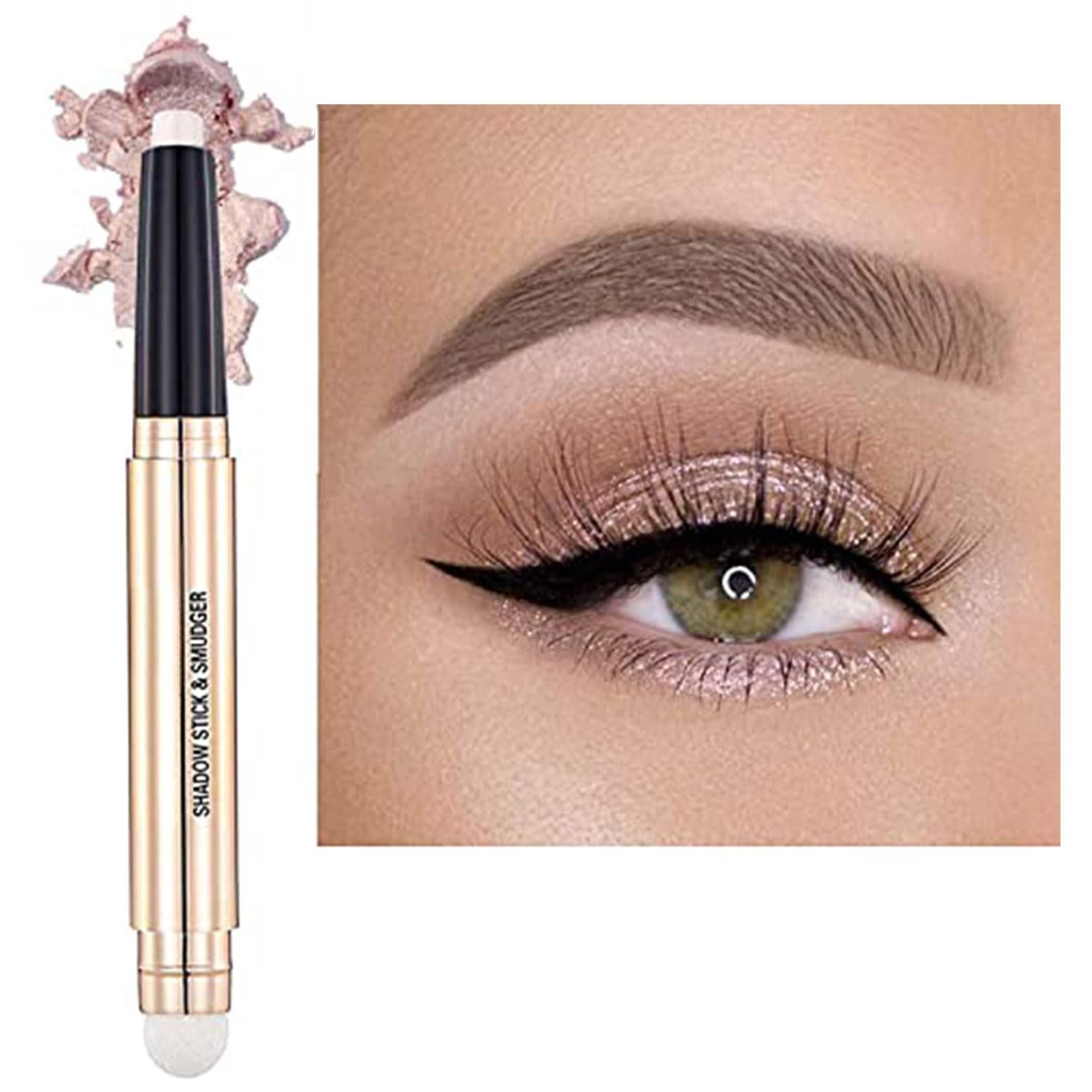Metiplou Eyeshadow Stick Eye Shadow Pencil Eye Makeup Cream Shimmer Glitter Smooth Eye Shadow Sticks Nude Matte Korea Palette Primer Crayon Liquid Highlighter Natural Waterproof Long Lasting 02