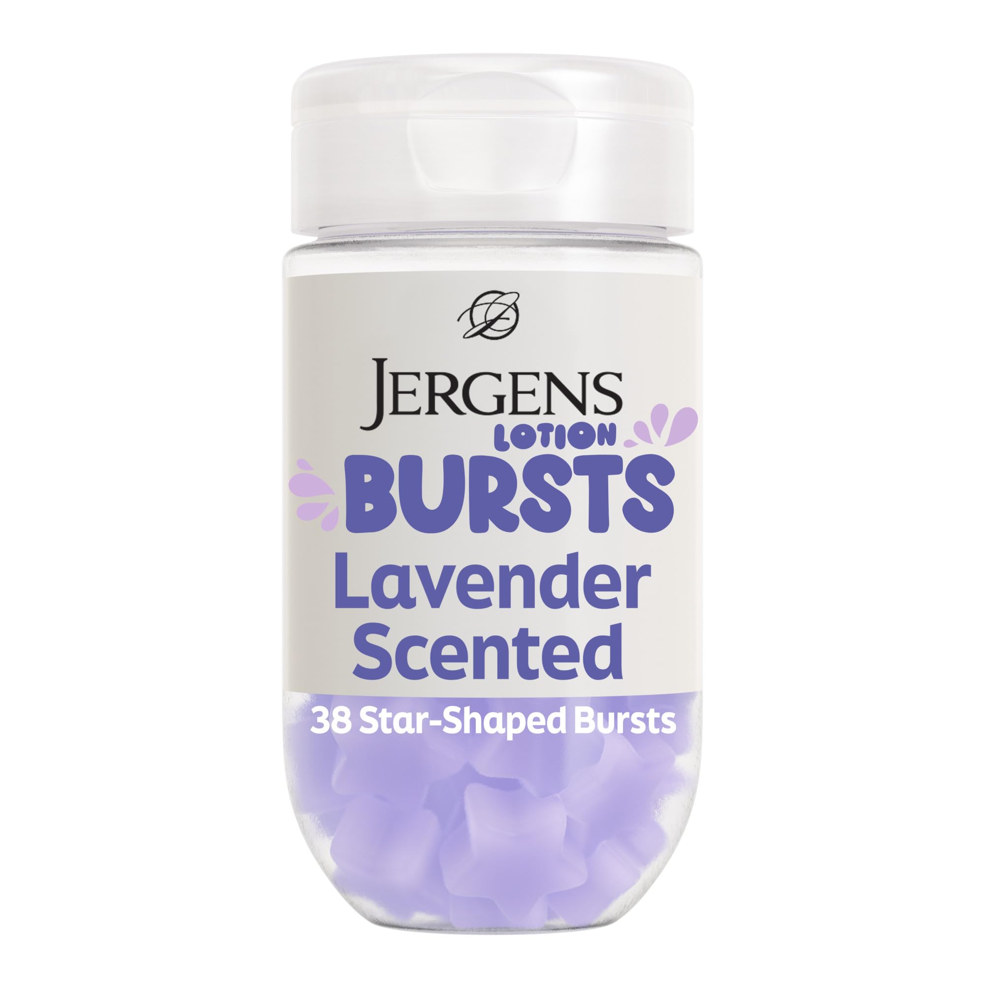 Jergens Lavender Lotion Bursts, Squishy Star-Shaped Moisturizer Bursts, 38 Ct