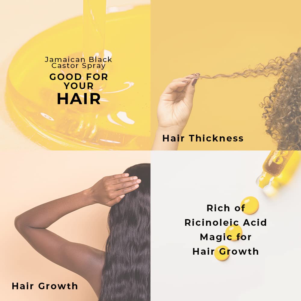 PEPPERMINT + Jamaican Black Castor Oil Spray | 4oz(118ml) | Hair Detangler Spray | Increase Hair Growth, Scalp Treatment | Natural Leave-In Conditioner | by Well’s Oil