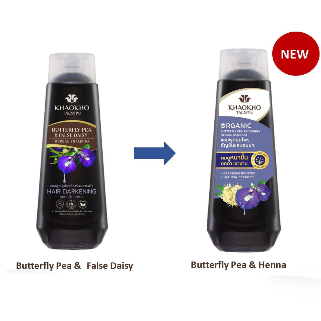 Herbal Shampoo & Conditioner - Butterfly Pea and Henna Extracts, Strengthen Hair Roots, Prevent Gray Hair Silver hair 185 ml (6.25 oz) each, Paraben Free, Sulfate free shampoo 100% Natural