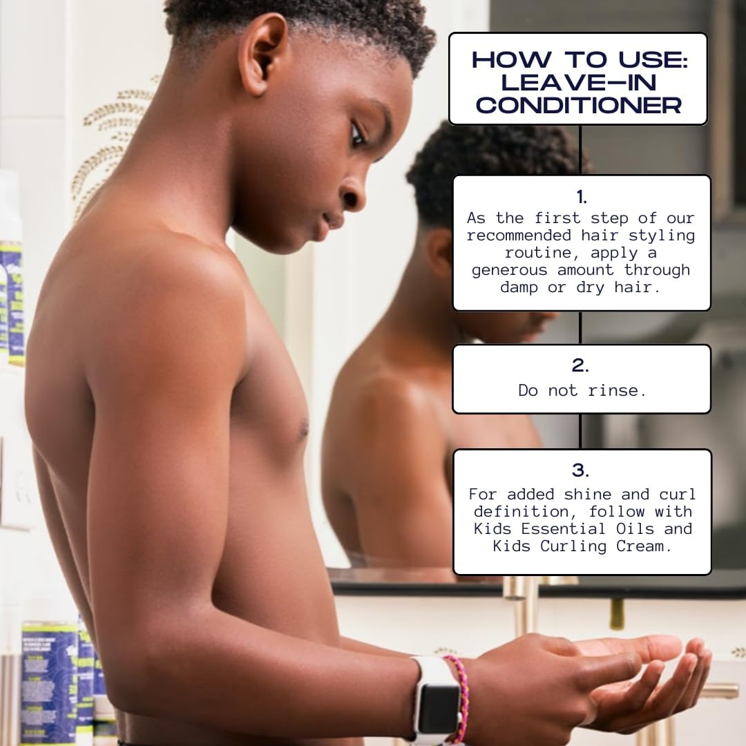 YOUNG KING HAIR CARE Kids Leave-In Conditioner For Boys | Detangle, Hydrate and Soften Natural Curls | Plant-Based and Harm-Free | 8.02 oz
