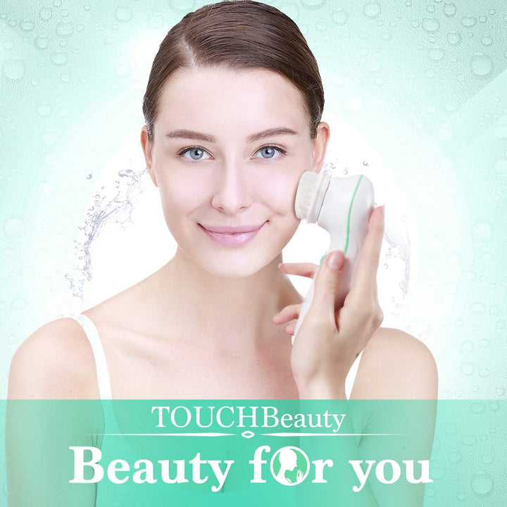 TOUCHBeauty AS-0759A 3-IN-1 Rotary Facial Cleanser Set with 3 Replacement Brush Head for Oily Combination Skin/Sensitive Skin/Exfoliation