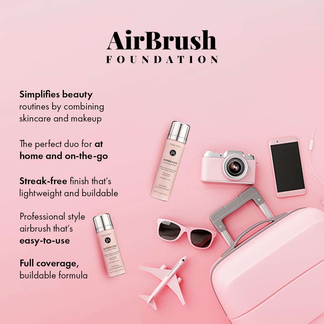MagicMinerals AirBrush Foundation by Jerome Alexander, Mini Travel Size 1FL Oz, Easy Application Spray Makeup with Anti-aging Ingredients for Smooth Radiant Skin - Warm Beige