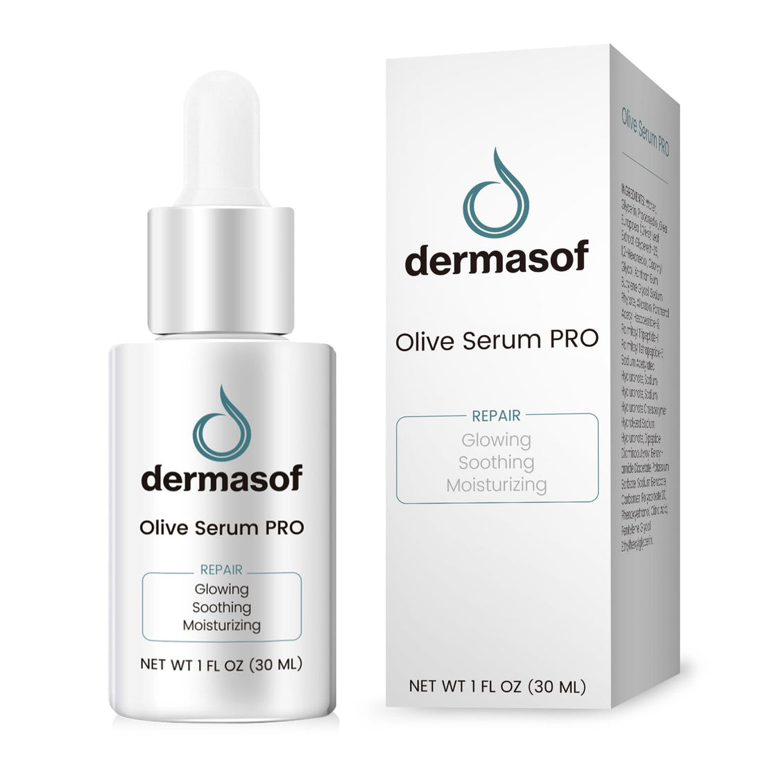 DERMASOF Olive Facial Serum Helps Redness Relieve.This Anti Aging Serum contains Hyaluronic Acid,Matrixyl 3000,and Peptides.Hydrating,Calming,and Repairing your skin.Made in USA;1 Fl Oz (30ml)