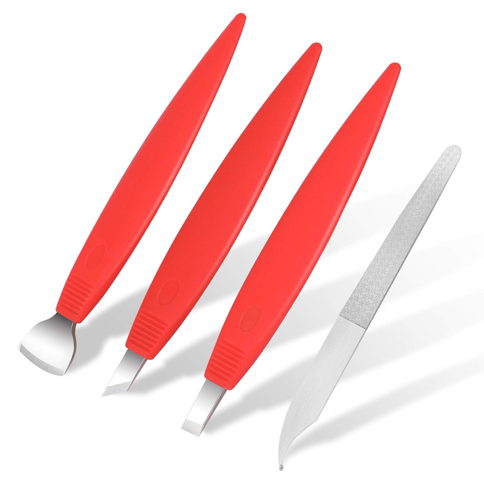 Bezox Pedicure Knife Set - Callus Shavers, Corn And Hard Thick Skin Remover Knives For Foot, Metal Nail File & Nail Lifter - Professional Pedicure Tools With Storage Box (Red)