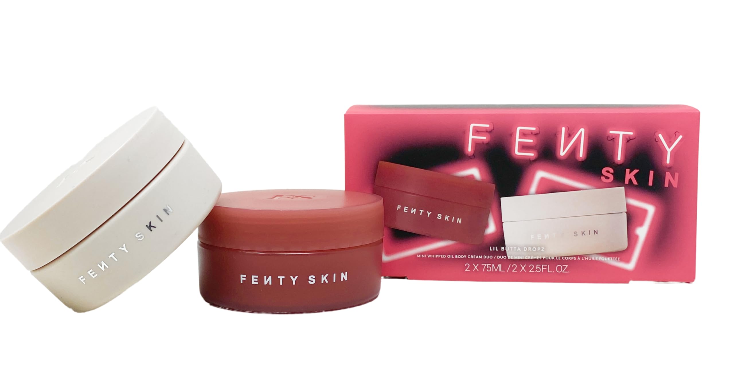 Fenty Skin Lil Butta Dropz Mini Whipped Oil Body Cream Duo - Nauthty Nutmeg and Warm Cinnamon Shimmering (2.5 Fl Oz each)