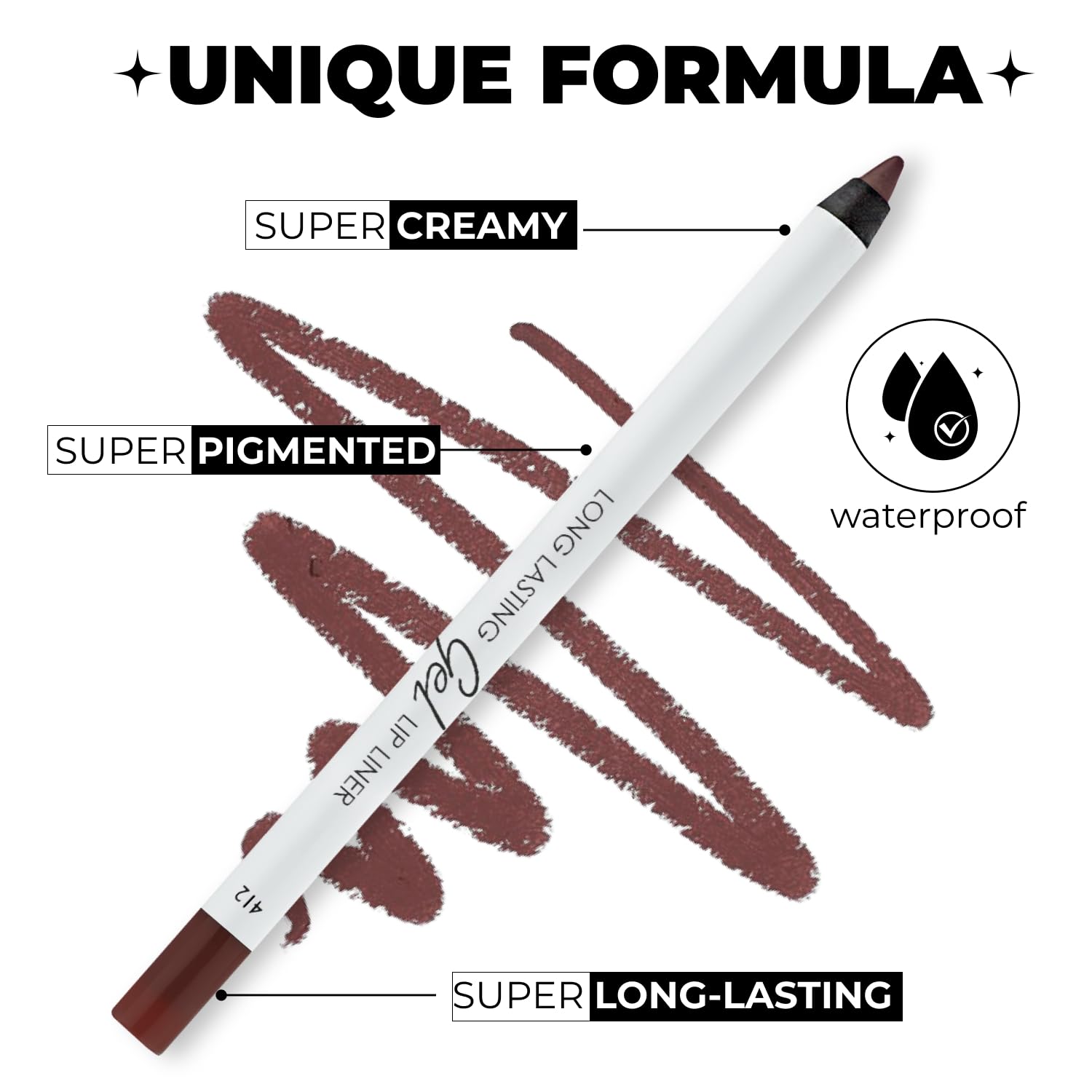 Lamel Matte Gel Lip Liner Pencil | Weightless & CreamyTexture - Sharpenable - Longwear & Waterproof - High Pigmented & Flawless Finish - Cruelty-free & Paraben-Free - 412, 1,7g/0.05oz. (Spicy Nude)