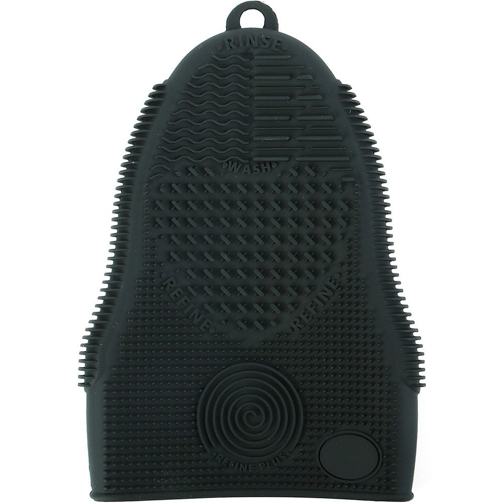 ScivoKaval Makeup Brush Cleaner Mat Mitt Glove Silicone Cosmetic Cleaning Scrubber Tool for Face Brushes and Eye Brush Washing Pad Black