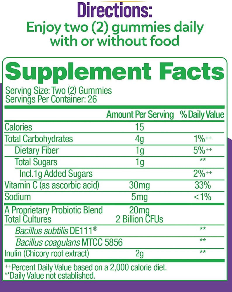 Culturelle Daily Probiotic Gummies for Women & Men, Berry Flavor, 52 Count, Naturally-Sourced Daily Probiotic + Prebiotic for Digestive Health, Non-GMO & Vegan