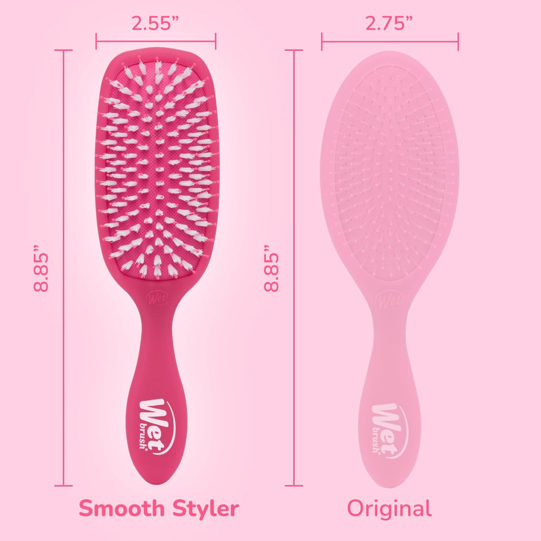 Wet Brush Smooth Styler Hair Brush, Pink Frost, Exclusive Ultra-soft IntelliFlex Bristles, Synthetic Boar Bristles, Shiny And Smooth, For All Hair Types, For Women, Men, Wet And Dry