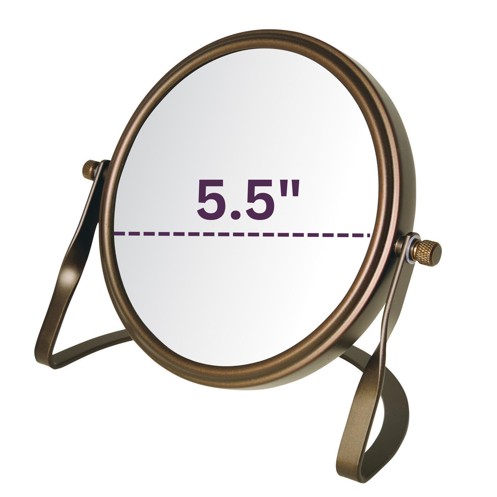 Model's Choice Dual-Sided 5X/1X Magnification Table Top Makeup Mirror, Bronze, 5.75, 0.75 Pound