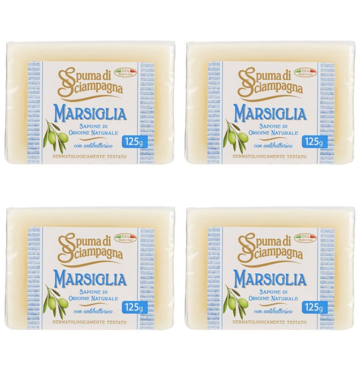 Spuma di SciampagnaMarsiglia Natural Soap with Antibacterial - 4,40 Ounce (125 g) Bars (Pack of 4)