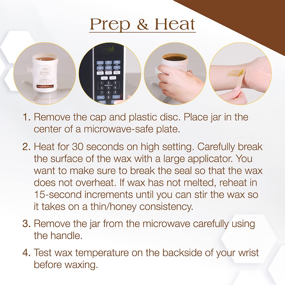 GiGi Microwave Tweezeless Wax - Non-Strip Facial Hair Remover, Honey-Infused, 1 oz