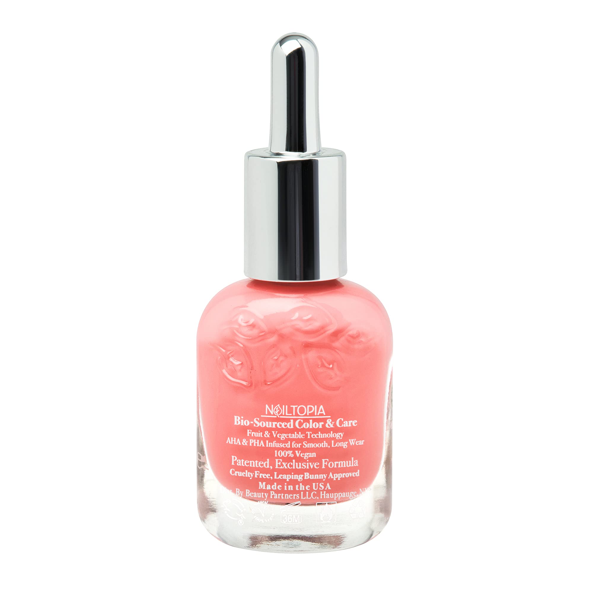 Nailtopia - Plant-Based Chip Free Nail Lacquer - Non Toxic, Bio-Sourced, Long-Lasting, Strengthening Polish - Lilita From Nolita (Coral With Pink Undertones) - 0.41oz