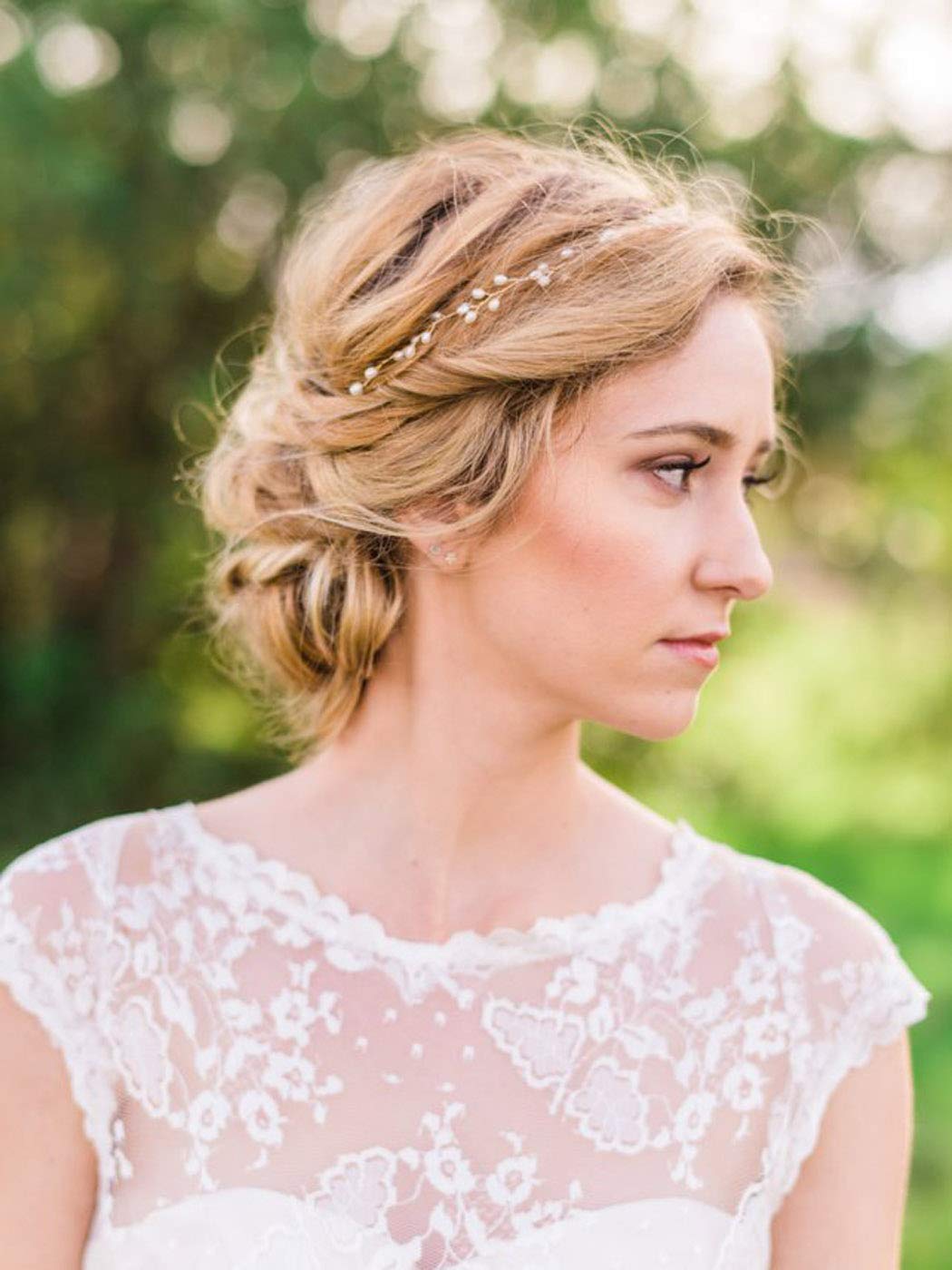 Catery Bride Wedding Headband Pearl Hair Vine Braid Headpieces Bridal Hair Accessories for Women(Sliver)