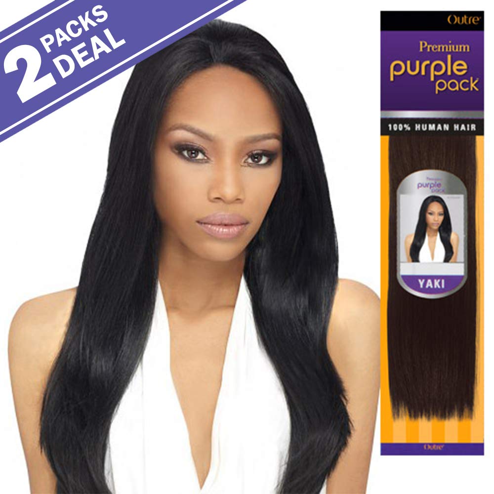 12, 1B: 2-Pack Deals ! Outre Human Hair Weave Premium Purple Pack Yaki (12, 1B)