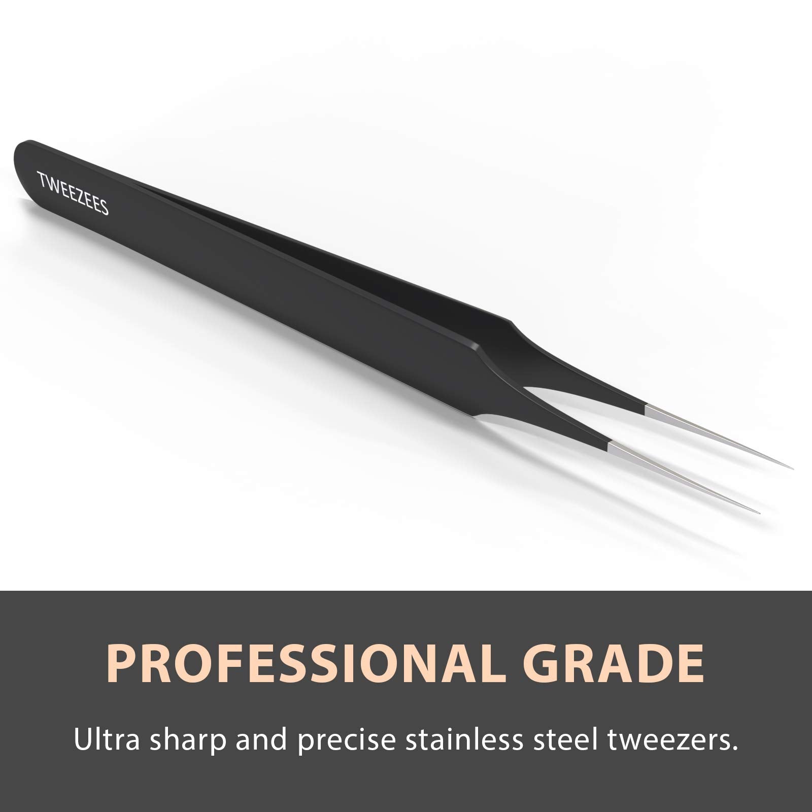 Professional Pointed Ingrown Hair Splinter Tip Tweezers Tweezees Precision Stainless Steel Black Coated Tweezers For Ingrown Hair Treatment & Splinter Removal Includes A Canvas Storage Bag!