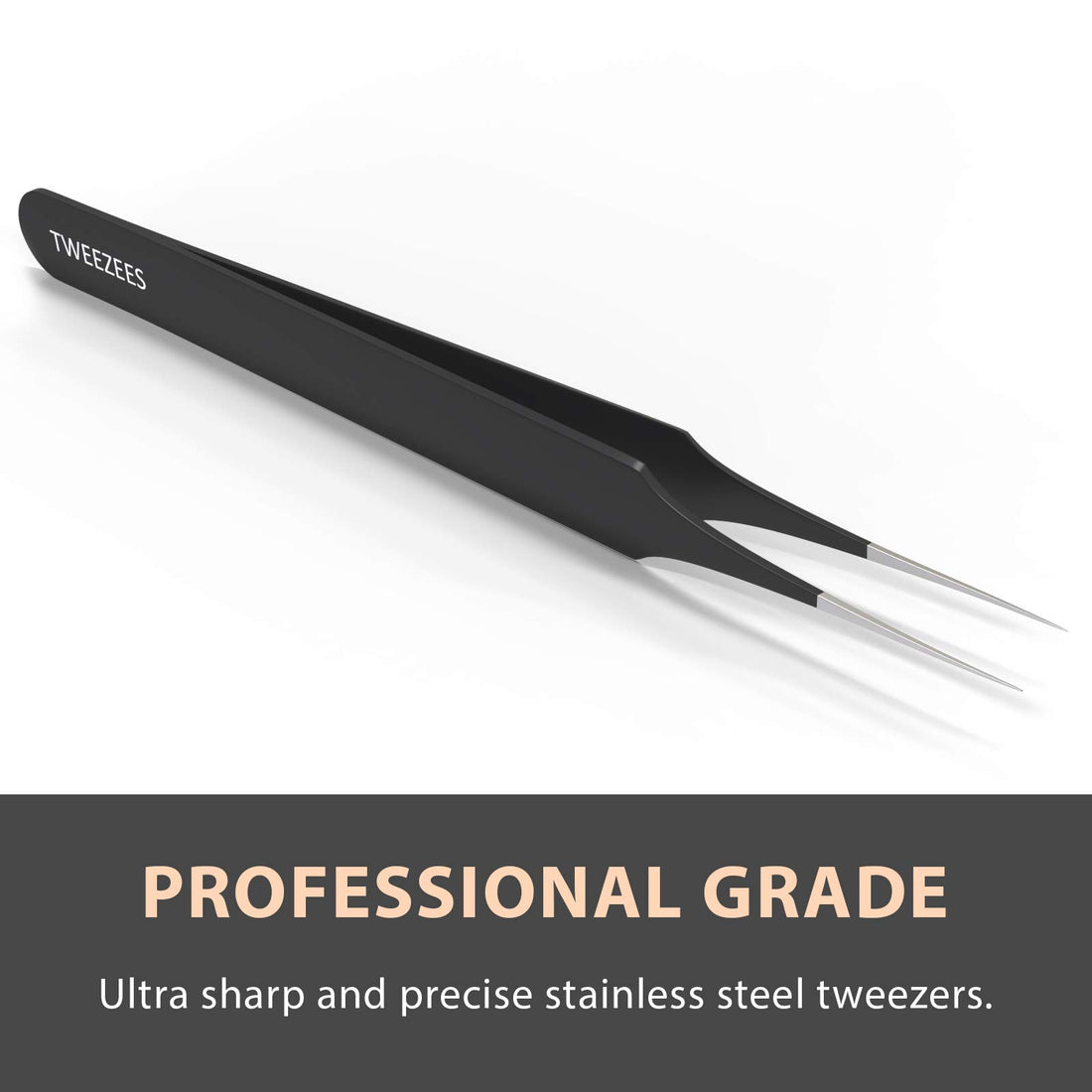 Professional Pointed Ingrown Hair Splinter Tip Tweezers Tweezees Precision Stainless Steel Black Coated Tweezers For Ingrown Hair Treatment & Splinter Removal Includes A Canvas Storage Bag!