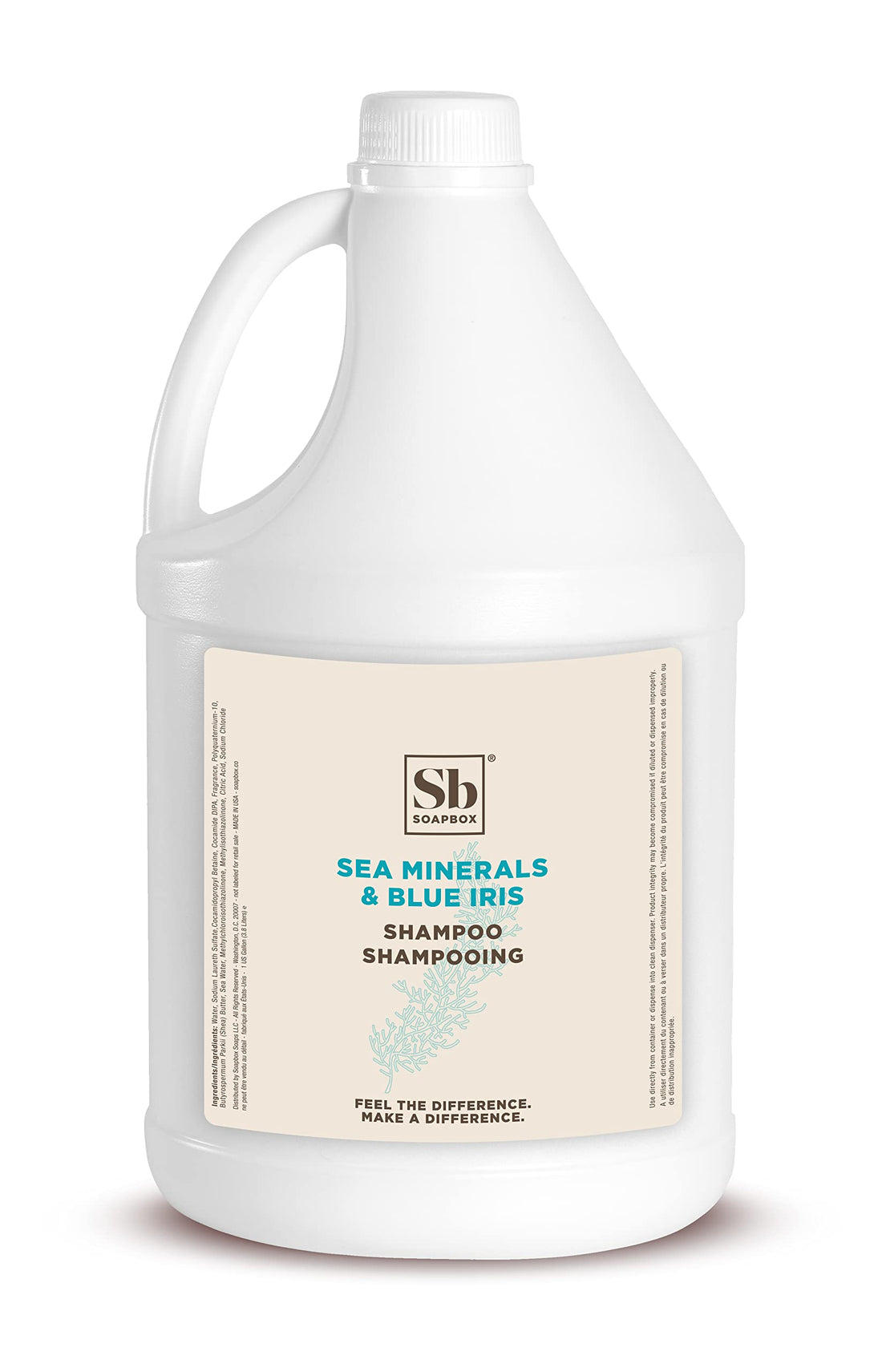 Soapbox Sea Minerals & Blue Iris Shampoo, Vegan, Color Safe, Sulfate Free & Silicone Free Hair Shampoo Refill for Home & Professional Use - Gallon Size