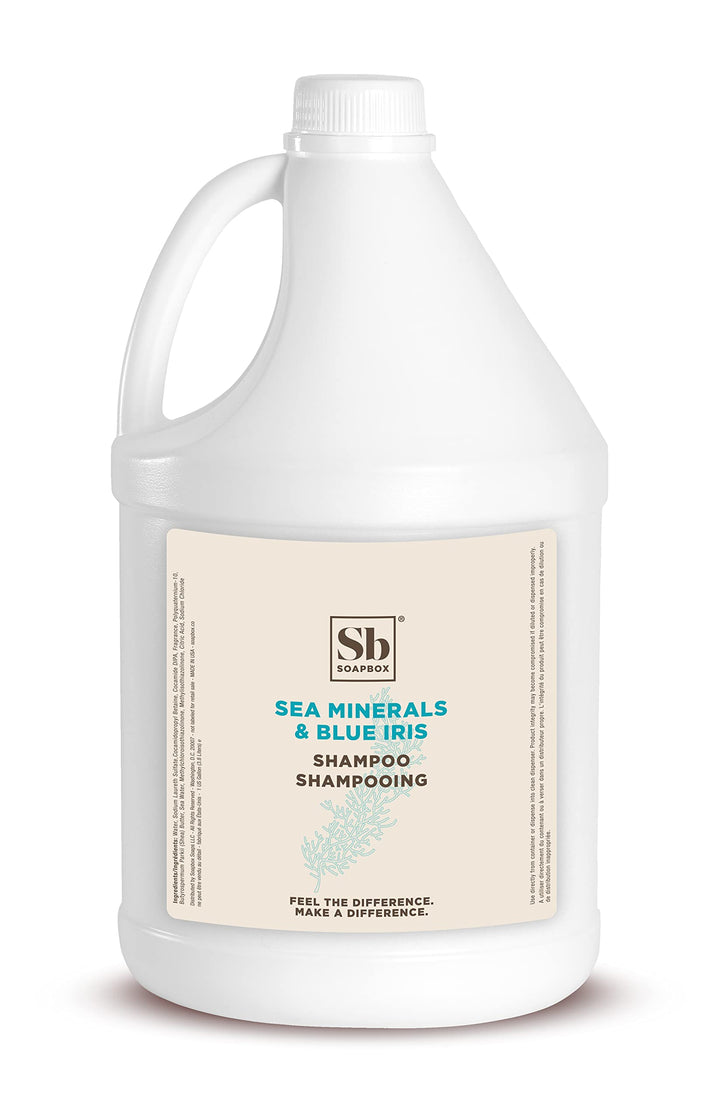 Soapbox Sea Minerals & Blue Iris Shampoo, Vegan, Color Safe, Sulfate Free & Silicone Free Hair Shampoo Refill for Home & Professional Use - Gallon Size