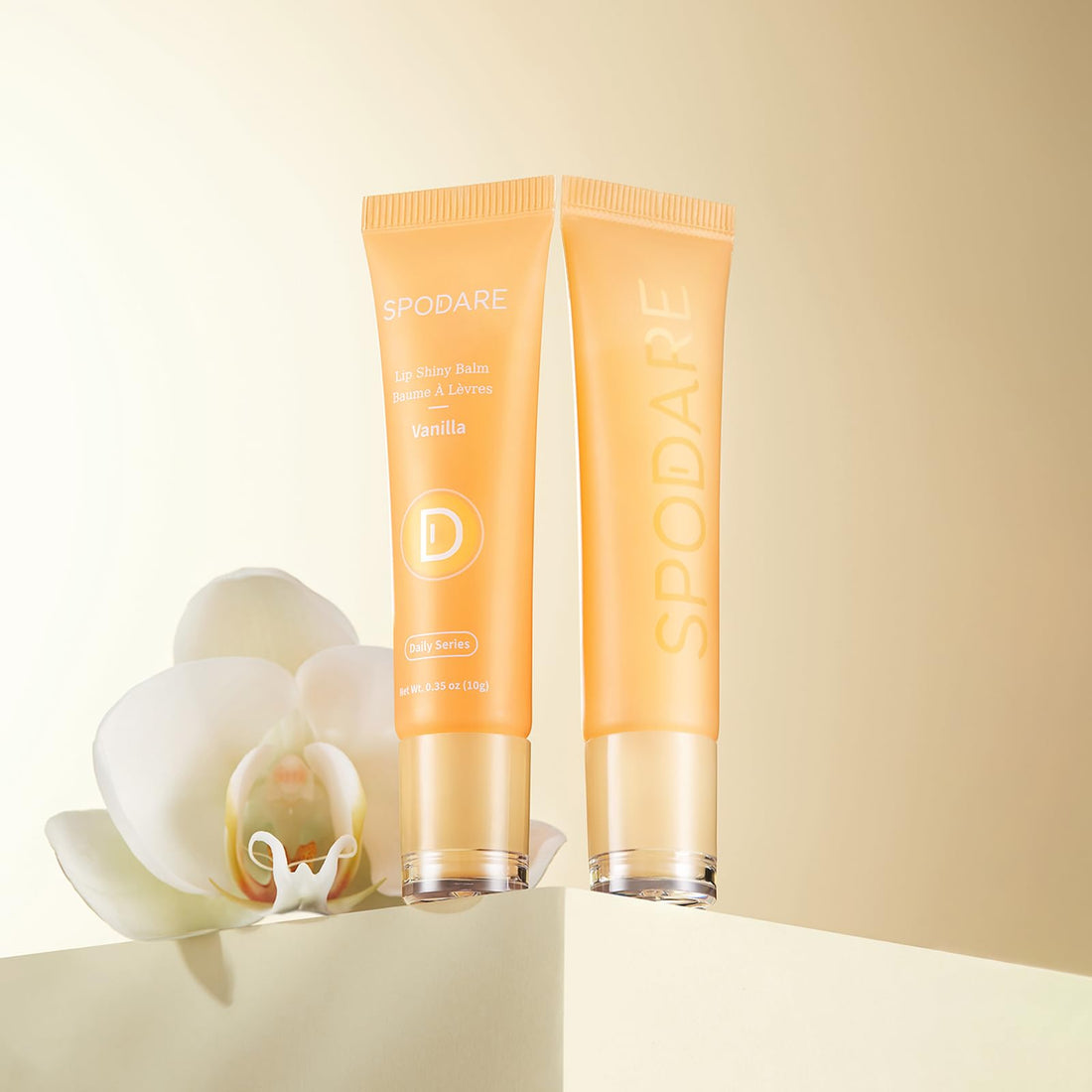 SPODARE Lip Shiny Balm Vanilla: Lip glosses infused with Tahitian Vanilla, Monoi Flower, Sunflower Oil & Wolfberry Extract, Softening, Gloss Finish - Light Weight with Shea Butter