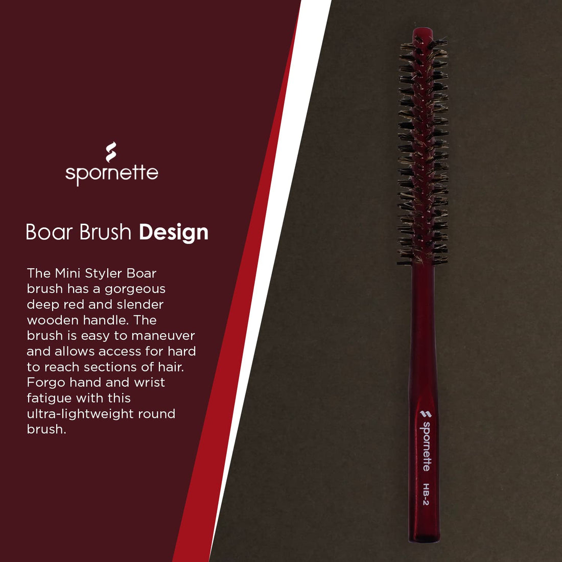 Spornette 1 Count HB-2 Mini Styling Boar Round Brush HB-2
