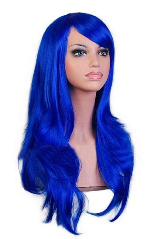 AneShe Wigs 28 Long Wavy Hair Heat Resistant Cosplay Wig for Women (Blue)