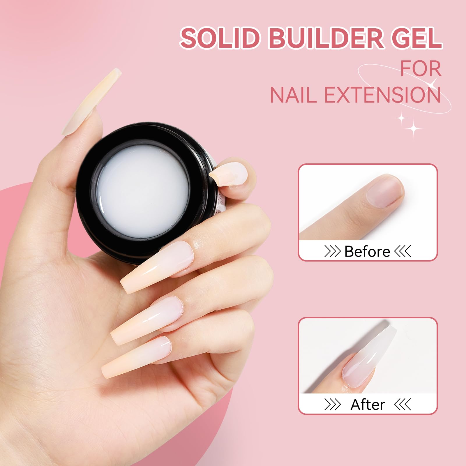 SUPWEE 3D Nail Art Gel Clear and White Solid Builder Gel for Nails Non-Stick Hand Sculpture Hard Gels with Dual Form for Carving Patterns Decoration Nail Art Home Manicure DIY for Women