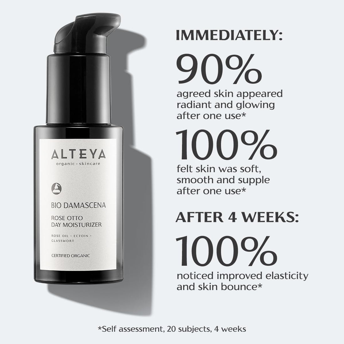 Alteya USDA Organic Day Face Moisturizer BioDamascena - With Organic Bulgarian Rose Oil, Anti-Aging, 50ml