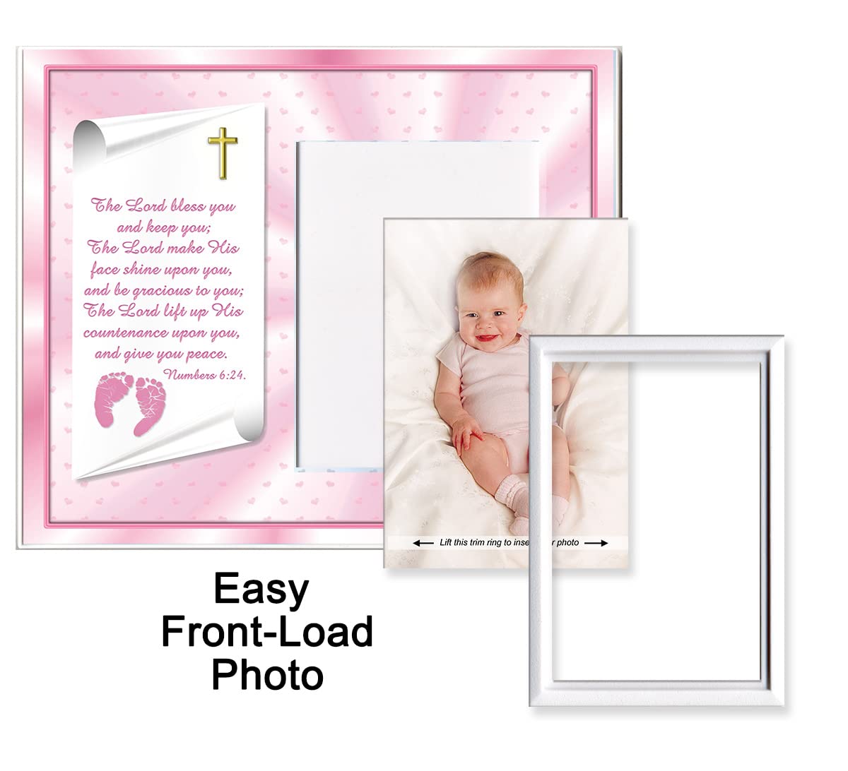 Baptism Christening Gifts Baby Blessing Picture Frame - Numbers 6:24-26 - Girl
