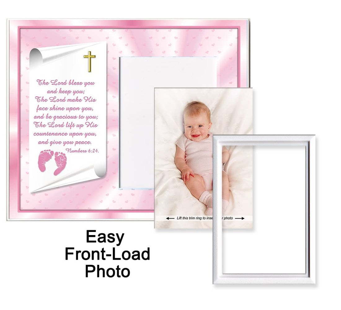 Baptism Christening Gifts Baby Blessing Picture Frame - Numbers 6:24-26 - Girl