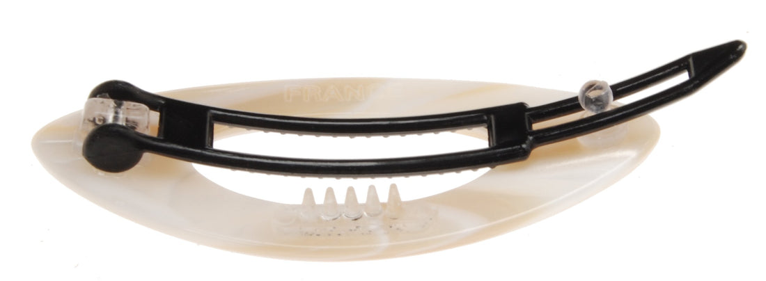 France Luxe Mini Cutout Oval on Plastic Tige Boule Barrette - Alba