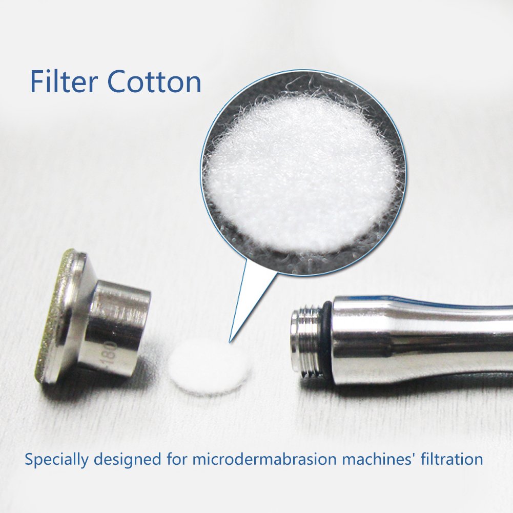 100 Pcs Cotton Filter, Replacement Filter Cotton, 7 Different Diameters Sponge Filter for Various Kinds of Beauty Machine Peeling Machine Facial Vacuum Filters Accesories Comedo Suction