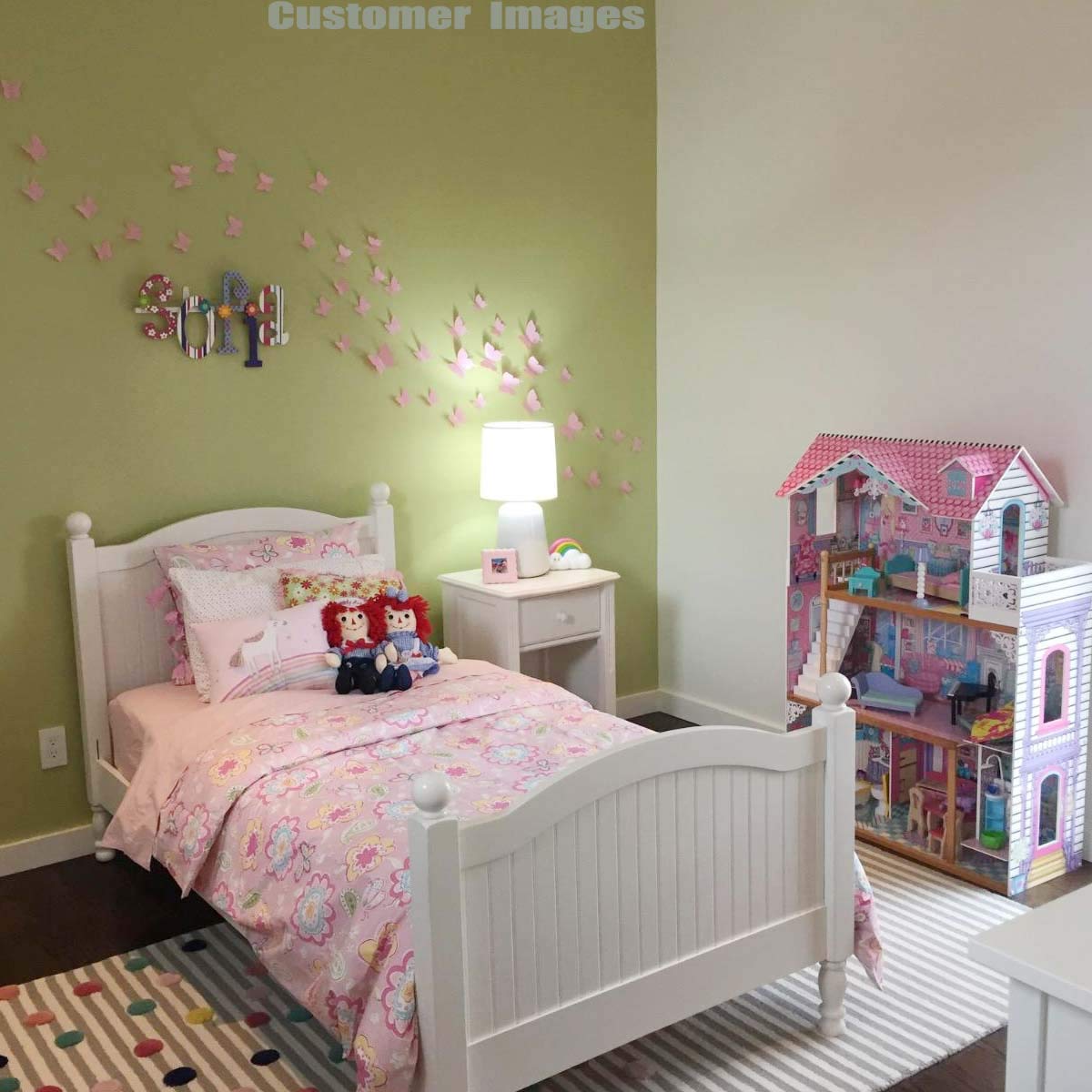 24pcs 3D Butterfly Removable Mural Stickers Wall Stickers Decal for Home and Room Decoration (Pink-24pcs)