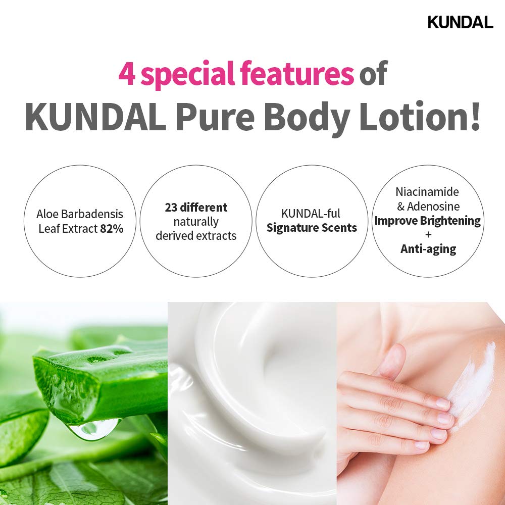 Kundal Nature Body Lotion [Acacia Moringa Scent] Natural Moisturizer with 82% Aloe Vera/Deep Hydration for Dry Skin/Organic Formular Sensitive Skin Friendly 1,000ml(16.9 Fl Oz x 2ea/set)