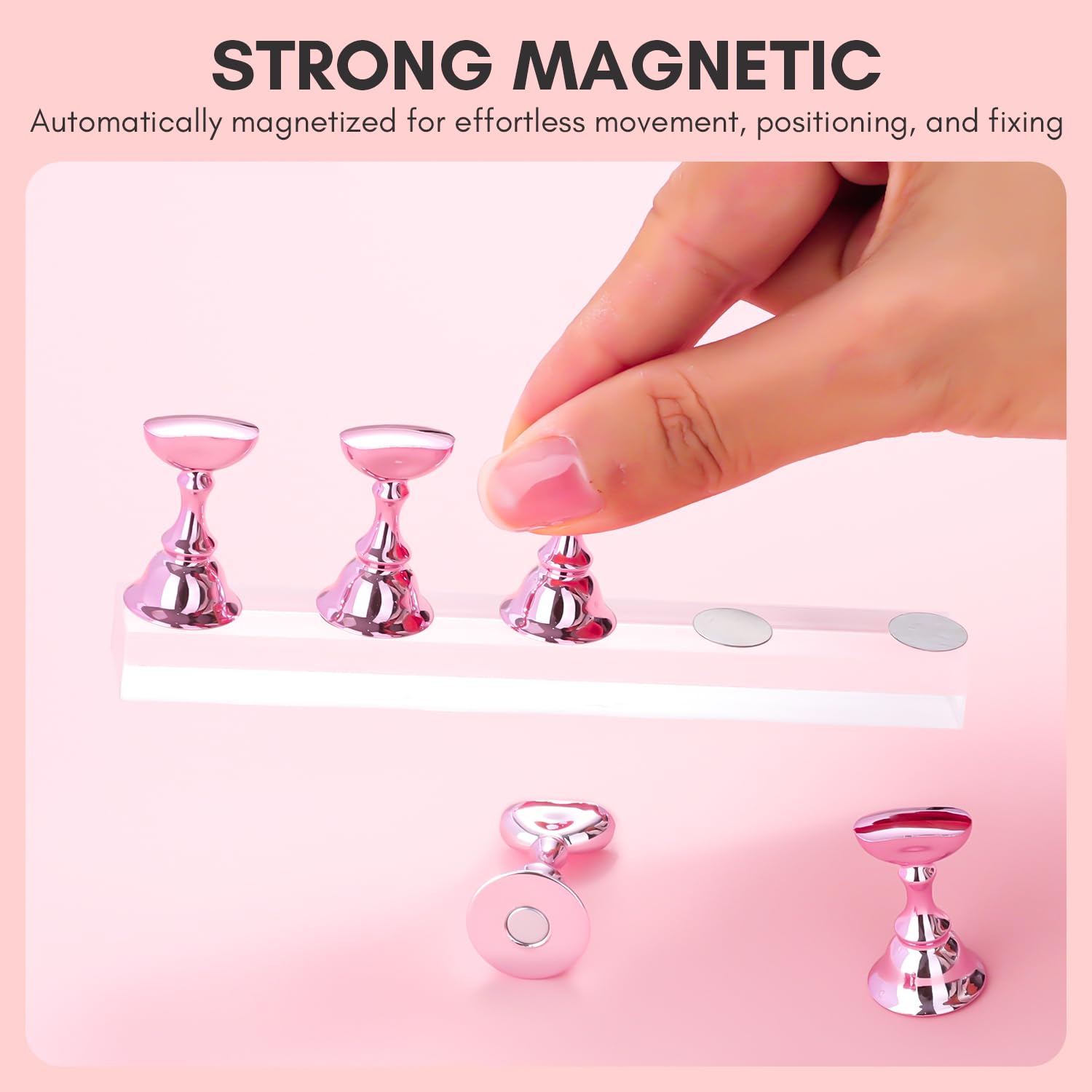 Makartt Nail Stand: Press On Nails Stand Display Practice Art Magnetic Fake Nail Holder for Painting Nails Stand for False Nail Designs with Double-sided Tape for Home DIY Beginner Salon Supplies