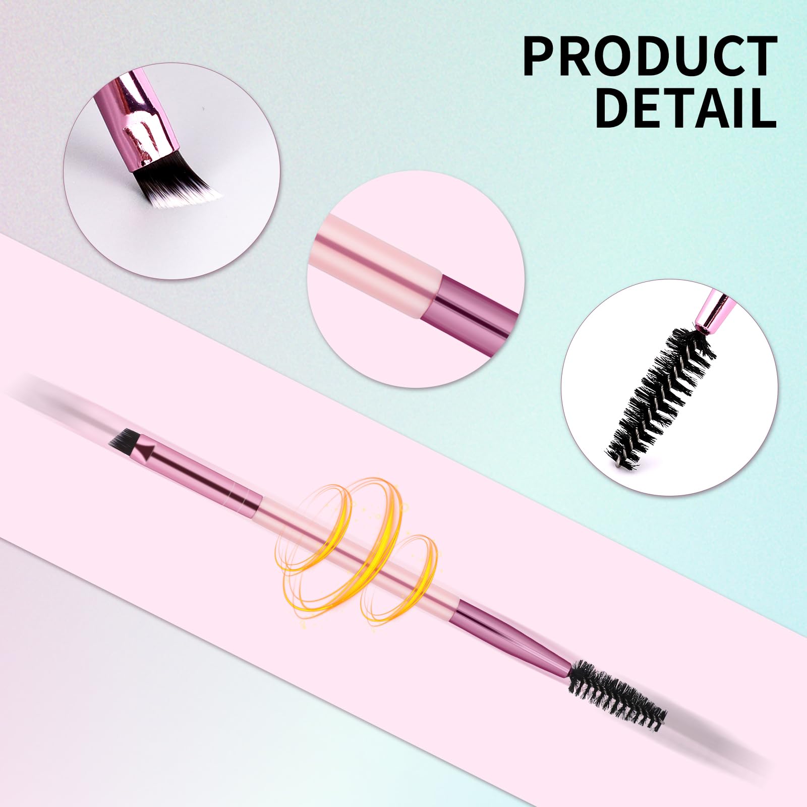 12-Piece Dual-Ended Brow Brush Set - Angled Eyebrow Brush, Spoolie, Shaping & Filling for Precise Brow Brushing