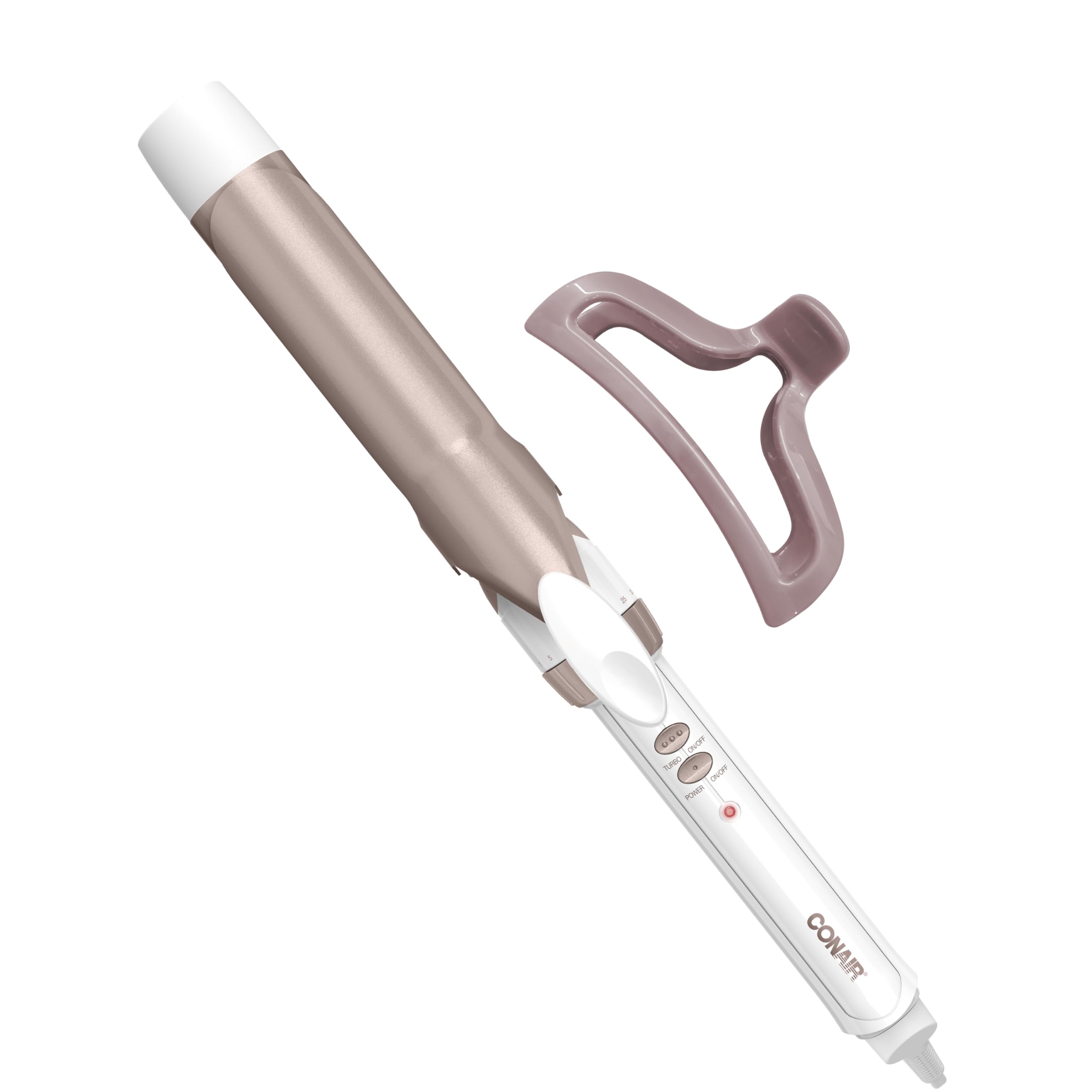 Conair Double Ceramic 1 ¼-Inch Curling Iron with Claw Clip, 1.25-Inch Barrel Creates Loose Curls, Hair Curler for Use on Medium and Long Hair, White