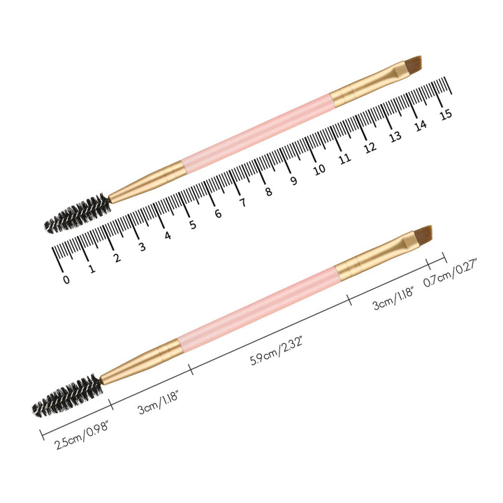 GPLUS 3 Pieces Double Handle Eyebrow Brush Spoolie and Eyebrow Comb Apply for Brow Powder Brow Powders Waxes Gels and Blends (2 Pink+ 1 Black)