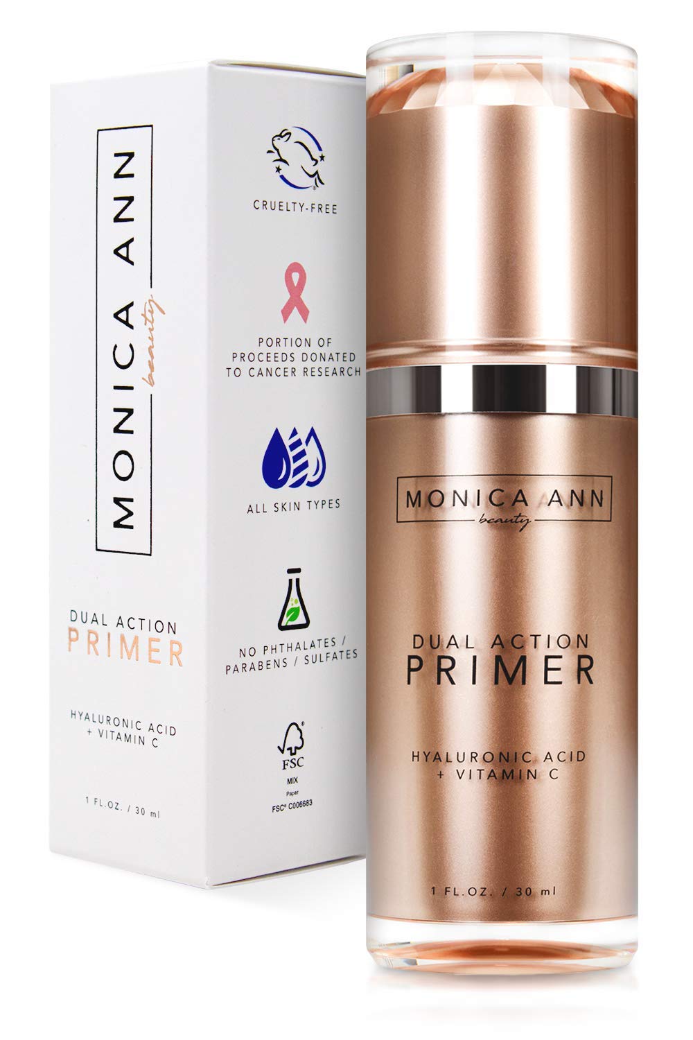 NOTE Dual-Action Face Primer (Vitamin C+ Hyaluronic Acid), Monica Ann Beauty; Foundation Primer that will Hydrate, Mattify, Brighten.