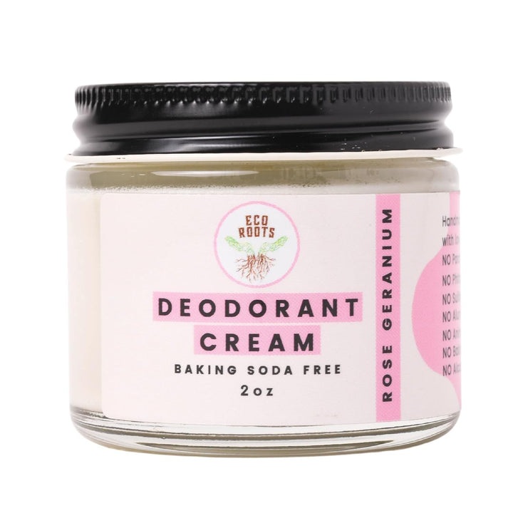 ECO ROOTS Natural Deodorant for Women & Men | Organic Deodorant Cream Non Aluminum | Baking Soda Free Healthy Deoderant for Body & Private Parts | All Vegan Pit Paste Zero Sweat | Rose Geranium Scent
