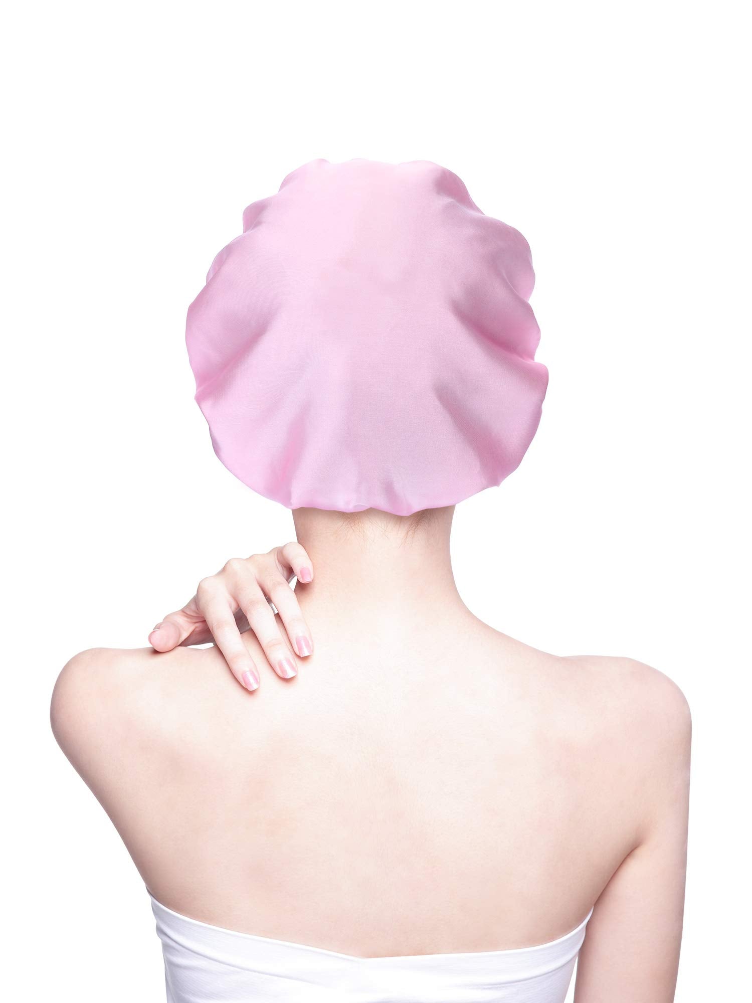 Blulu 3 Pieces Sleep Cap Satin Bonnet Night Head Cover Sleeping Soft Hair Turbans for Women and Girls (Gold pink peacock blue)