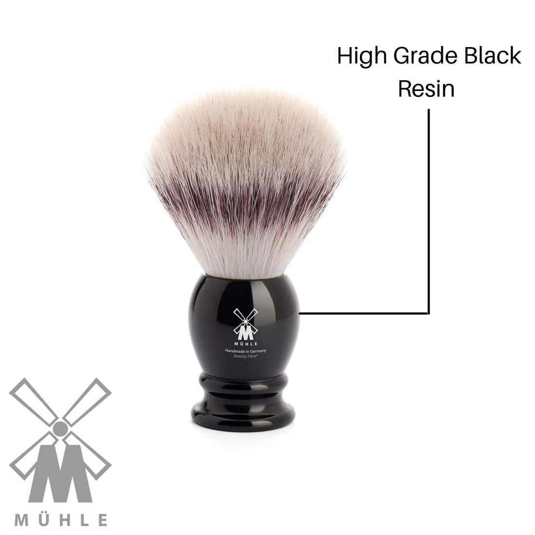 MÜHLE Classic Silvertip Fiber Brush | Black Resin Handle | Luxury Shave Accessory for Men