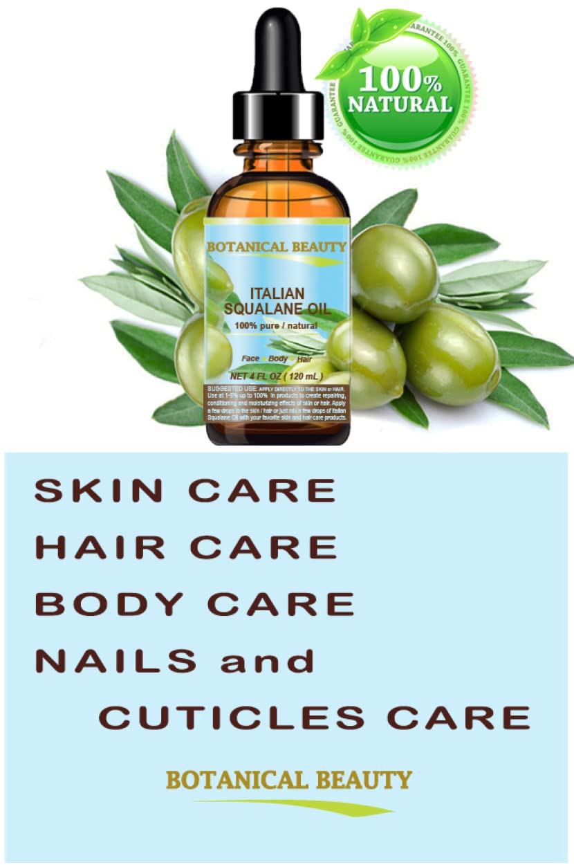 Botanical Beauty SQUALANE Italian Olive 100% Pure Natural Undiluted Oil. 0.5 fl.oz- 15 ml. 100% Ultra-Pure Moisturizer for Face, Skin, Body, Hair. Reliable 24/7 Skincare Protection