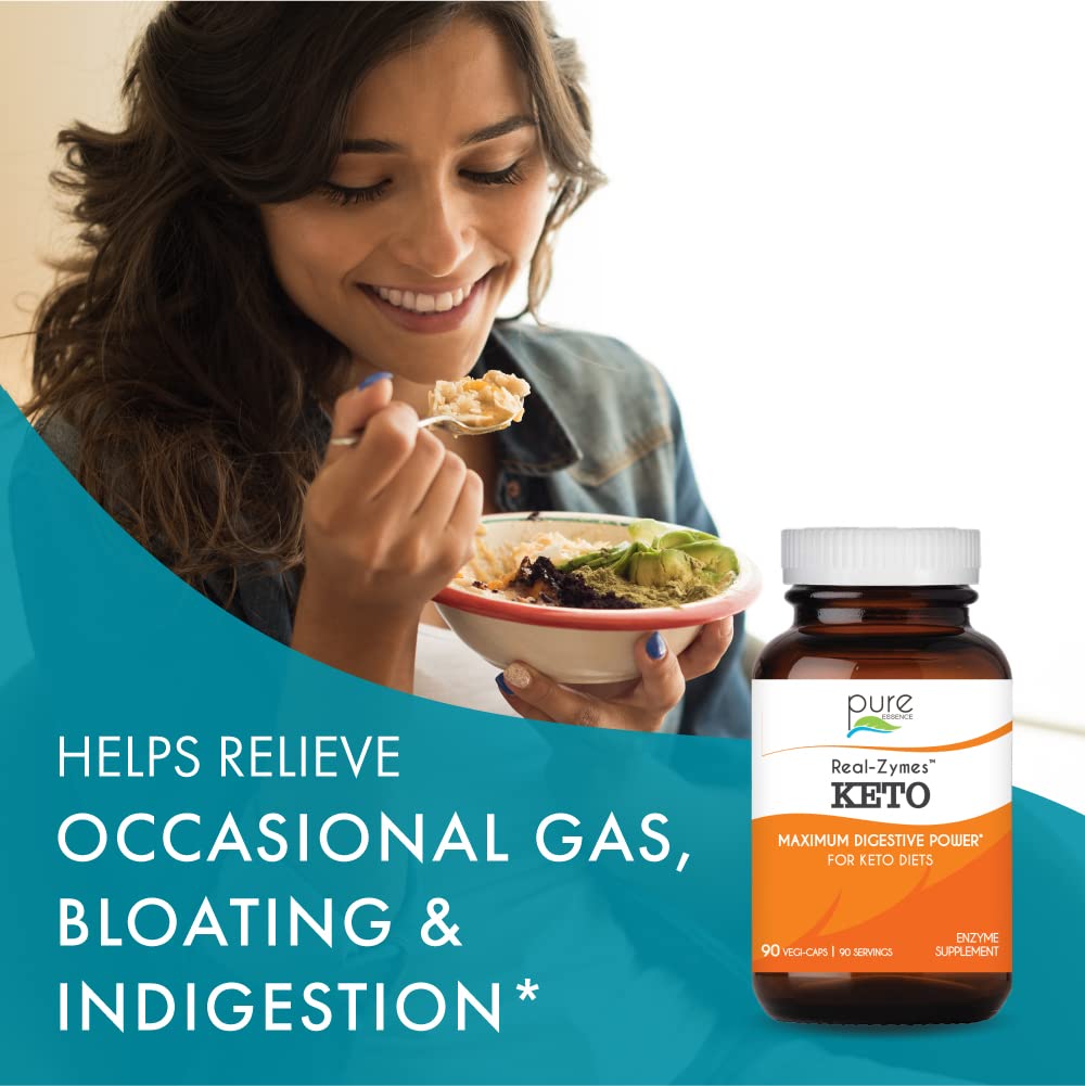 Real-Zymes™ KETO Digestive Enzymes Supplement with Probiotics for Better Digestion - Natural Support for Relief of Bloating, Gas, Belching, Diarrhea, Constipation, IBS, etc. - 90 Caps