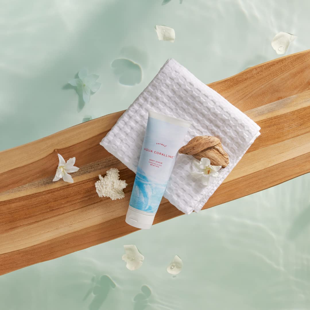 Thymes Aqua Coralline Body Scrub - Body Exfoliator for Skin Care Routine - Moisturizing and Exfoliating Body Scrub, Face Scrub, Foot Scrub, or Hand Scrub (7 Fl Oz)