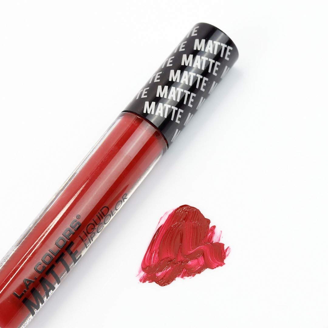 L.A. Colors Matte Liquid Lip Color, Perception Red, 3.9g