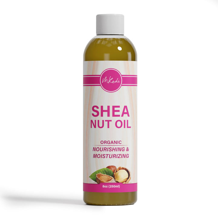 MKADI Organic Cold Pressed Shea Nut Oil for Body & Hair (8oz), Moisturizing Body Oil, Non Greasy After Shower Body Oil for Women, Enriched Oil for Dry Skin & Scalp, Body Skin Care Products