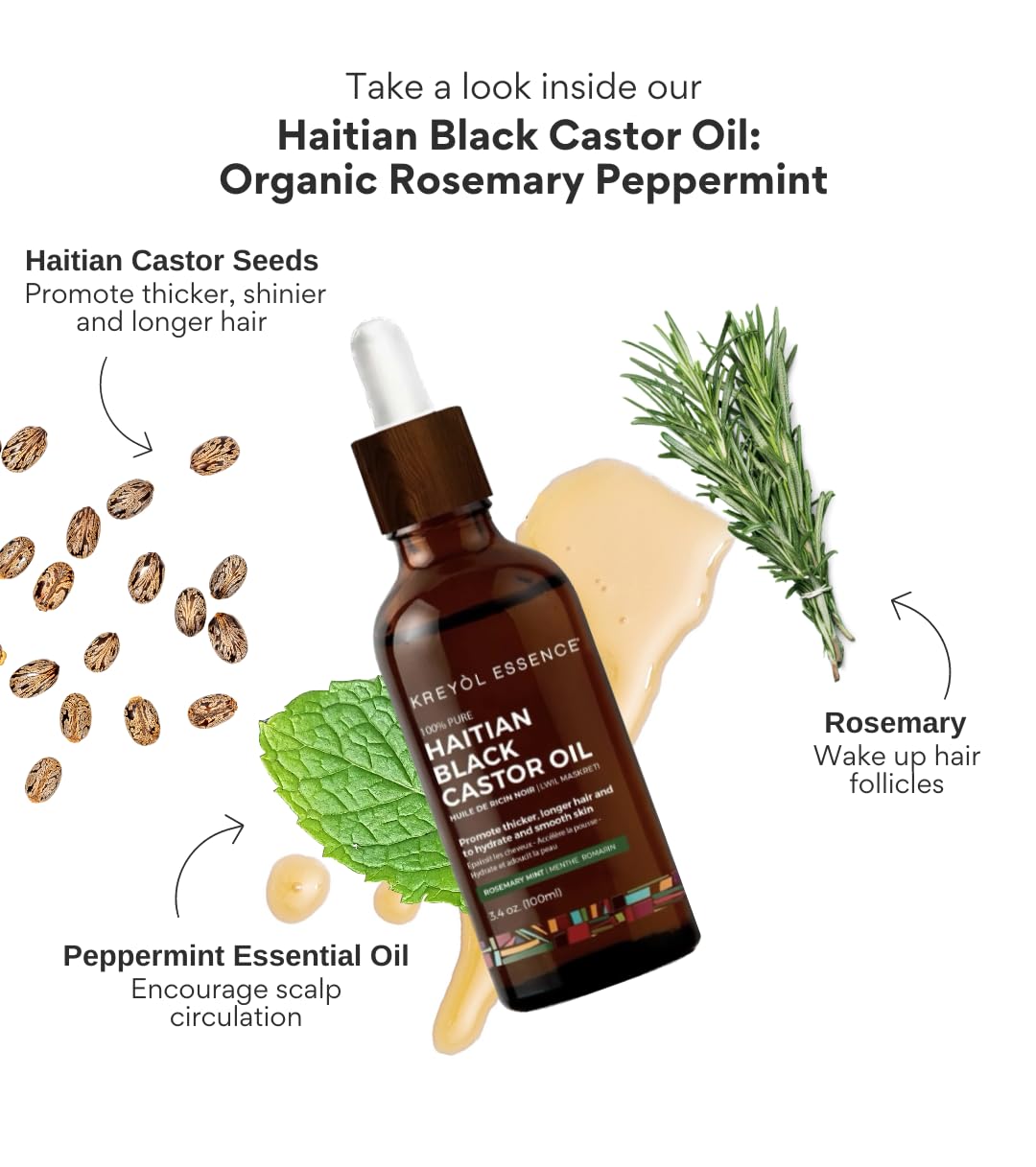 Haitian Black Castor Oil, Rosemary Mint - 100% Pure...
